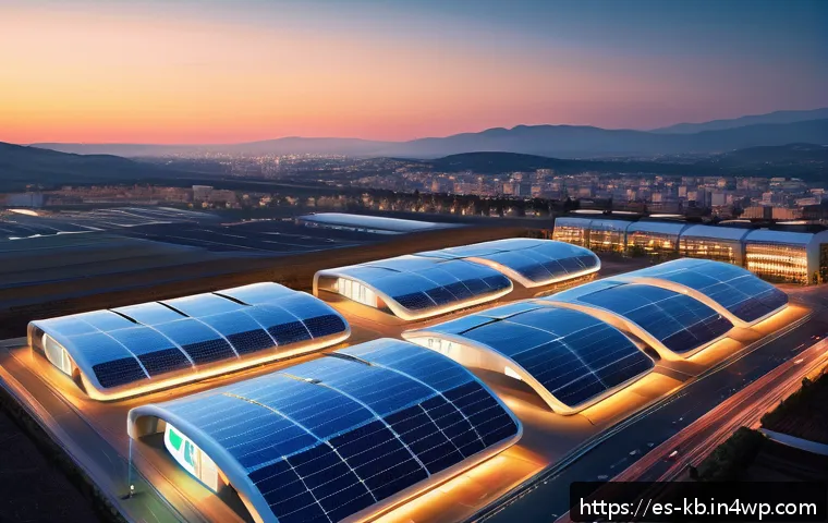 수소연료전지와 열병합 발전 기술의 통합 - A futuristic urban cityscape in Spain at dusk, featuring advanced hydrogen fuel cell power plants in...